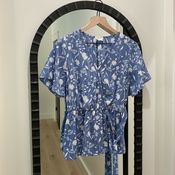 Floral Faux Wrap Top - Picture 1 of 5